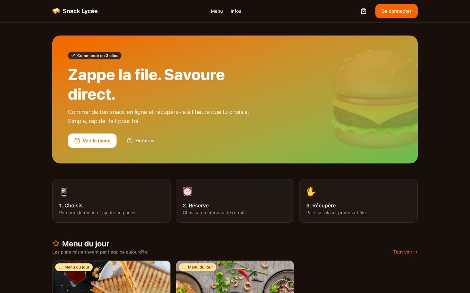 Aperçu de la première page de Snack du Lycée